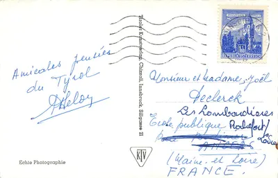 Innsbruck mit Nordkette — vista aérea — Tiroler Kunstverlag, Chitzach, n° 9265 — Verso