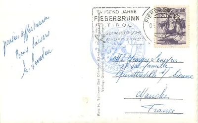 Grossglockner 3798 m — com traço de descida de esqui — Verlag H. Tollinger Bad Dürkheim — Verso