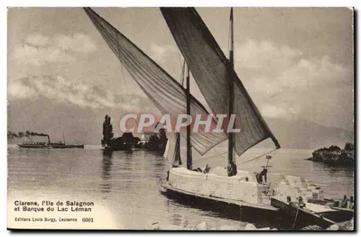 Clarens, a ilha de Salagnon e Barco no Lago de Gênova — Edições Louia Burgy, Lausanne 6001