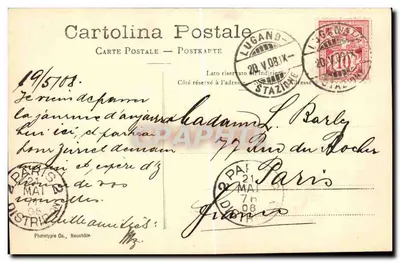 Lugano - Villa Castagnola — editor Phototypie Co., Nauchâtre, n° de série 10433 — Verso