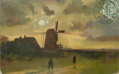 Moinho de vento — paisagem noturna — E. L. PARIS, n°15