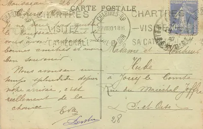 Stara pocztówka Chartres (E et L) La Porte Guillaume — Rewers