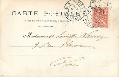 Bilhete postal antigo Cassive L H Paris — Verso