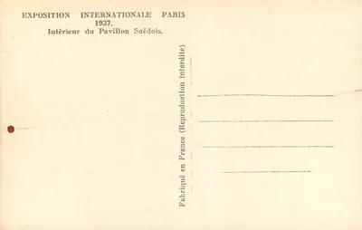Statua nuda — Padiglione Svedese — Esposizione Internazionale Parigi 1937 — Verso