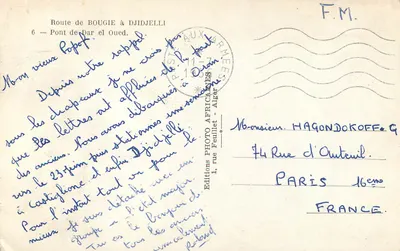 Most Dar el Oued — Trasa do Bougie do Djidjelli — Wydawnictwo Photo Africaines, Algier — Rewers