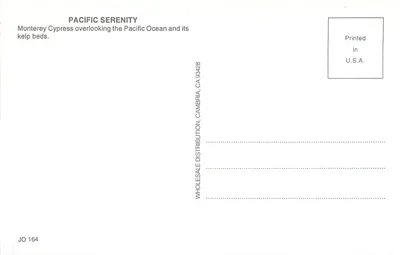 Cipreste de Monterey — Pacific Serenity — Wholesale Distribution, Cambria, CA 93428 — Verso