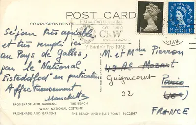 Barry Island — Saudações de Barry Island — editor Promenade and Gardens, The Beach and Nell's Point PLC28087 — Verso