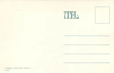 Tarbert, Loch Fyne, Argyll — port rybacki z łodziami — wydawca M&L, nr 0 607 — Rewers