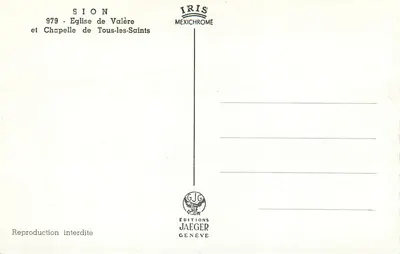Castelo de Valère — Sion — Edições Jaeger — Verso