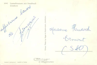 Lauterbrunnen z Staubbach - Grosshorn — Foto Gyger & Klopfenstein, nr 36942 — Rewers