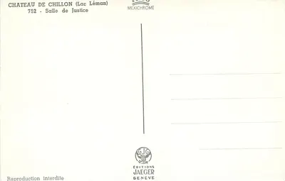 Zamek Chillon — Sala Sprawiedliwości — Wydawnictwo Jaeger, nr 752 — Rewers