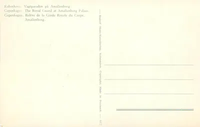 Copenhaga — Guarda Real no Palácio de Amalienborg — Rudolf Olsen-Kunstforing — Verso