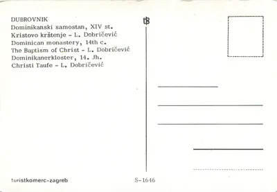 DUBROVNIK — Mosteiro dominicano, batismo de Cristo — L. Dobričević, 14º século — Verso