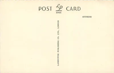 Houses of Parliament, Londen — uitzicht op de rivier met boot — Lansdowne Publishing Co. Ltd., serie LP490 — Achterkant