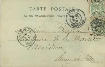 Stara pocztówka Vannes La Porte Prison (kartka 1900) — Rewers
