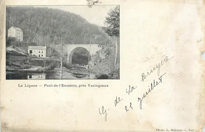 Le Lignon — Pont de l'Enceinte, perto de Yssingeaux — Photo L. Malégue, Yssingeaux