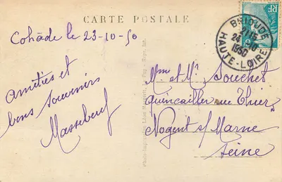 As ruínas de Leotoing (Haute-Loire) caindo abruptamente sobre o Allagnon — Século XII — Léon Margerit, n°1298 — Verso