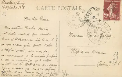 A Valle da Tardes — Paisagem perto das Minas de Ouro de Chatelet — B. L. Montluçon — Verso