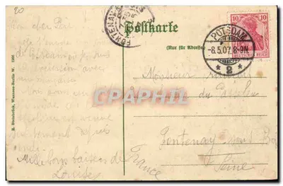 Schloss Sanssouci — Potsdam — editor R. Steinbrück, Wannsee-Berlin W. 1906 — Verso