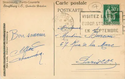 Strasbourg, Mosty Zakryte — Strasbourg i.E., Gedeckte Brücken — Félix Lüb, Wydawca - Strasbourg — Rewers