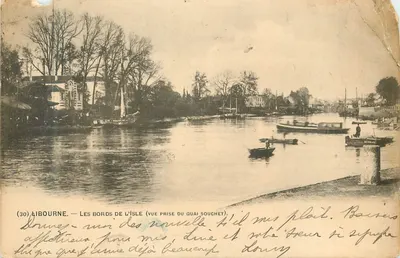 Bilhete postal antigo Libourne les Bords de l'Isle (Vue prise du Quai Souchet)