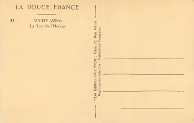 Vichy (Allier) — Wieża zegarowa — Wydawnictwo Sztuki YVON — Rewers
