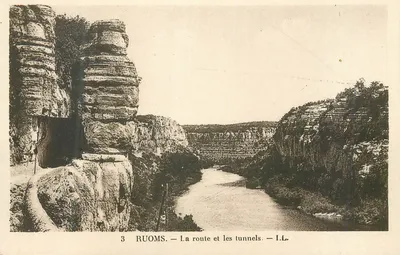 Ruoms — A estrada e os túneis — I.L.
