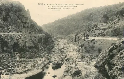 A Valle do Eyrieux (Ardèche) — A estrada e a linha férrea de St-Agrève ao Cheylard — Editor B. de Puy, n° 3496