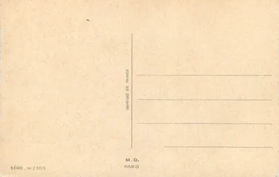 Kościół pod śniegiem — Wesołych Świąt Bożego Narodzenia — M.D. Paryż, seria n°2505 — Rewers