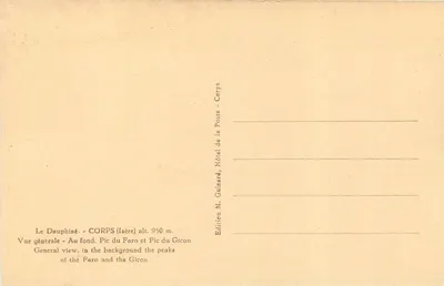 Corps (Isère) — Ogólny widok z Pic du Faro i Pic du Gicon — Wydawnictwo M. Guinard, Corps — Rewers