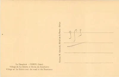 Das Dauphiné - CORPS (Isère) — Dorf La Salette und Weg zum Heiligtum — Herausgeber M. Guinard, Hotel de la Poste - Corps — Rückseite