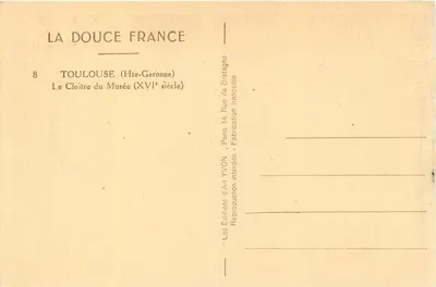 El Cloître del Museo — Toulouse (Hte-Garonne) — Ediciones de Arte YVON — Reverso