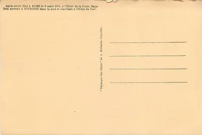 Rodovia Napoléon. BOURGOIN, em seu cenário verde — A. Mollaret, Grenoble, n°29 — Verso