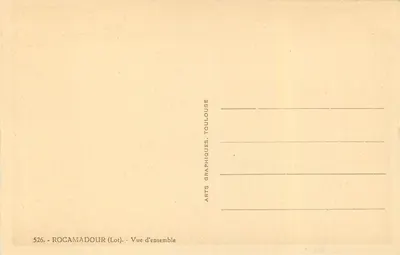 Rocamadour (Lot) — Widok ogólny — Grafika Sztuki, Toulouse, nr 526 — Rewers