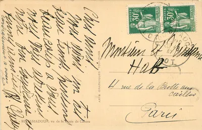 Rocamadour — widok z drogi do Cahors — Arts Graphiques Toulouse, nr 28 — Rewers