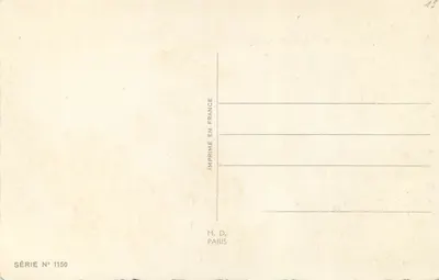 Boże Narodzenie — zasnieżony choinka, poinsettia i dzwony — M. D. Paryż, seria n° 1150 — Rewers