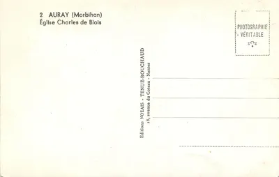 Igreja de Charles de Blois — Auray (Morbihan) — Edições Nozaïs-Tenue-Bouchaud — Verso