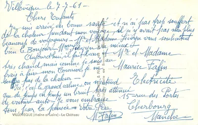 Villeveque — O Castelo — Chrétenin & Fils, Reprographe — Verso