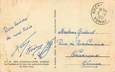 Les Rochers e a Cure, vista tirada da Gruta - Arcy-sur-Cure (Yonne) — A. Joublin, Chalet des Groettes — ND 70 — Verso