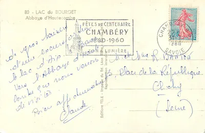 Jezioro Bourget — Abpia Hautecombe — Wydawnictwo TÉLÉ — Rewers