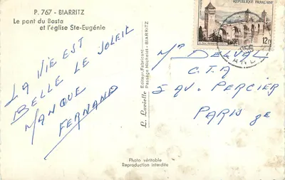 Biarritz — Ponte do Bastia e Igreja de Santa Eugênia — L. Laviolle, P. 767 — Verso