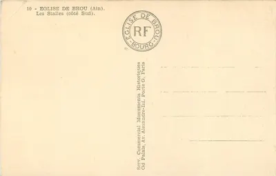 Igreja de Brou (Ain) — As bancadas (lado Sul) — Serv. Commercial Monuments Historiques, Paris — Verso