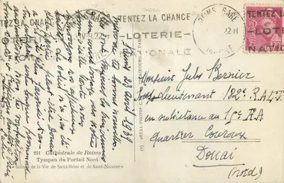 Katedra w Reims — Tympany Portalu Północnego — Sceny z życia św. Rémy i św. Nicaise — wydawca Cap — Rewers