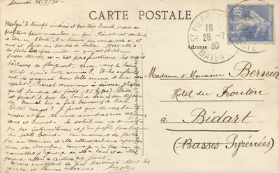 Saint-Céneri-le-Gerei — Vista sobre a Sarthe — Les Alpes Mancelles, 1924 — Verso