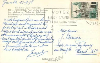 Grenoble — Ogólny widok i łańcuch Belledonne — Wydawnictwo Artystyczne André — Rewers