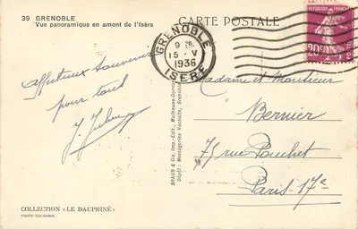Grenoble — Panoramiczny widok nad rzeką Isère — Photo Duchemin, n°39 — Rewers