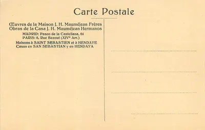 Fragment jednej z szyb z hotelu miejskiego w Málage (Hiszpania) — wydawca J.H. Mauméjean Frères — Rewers