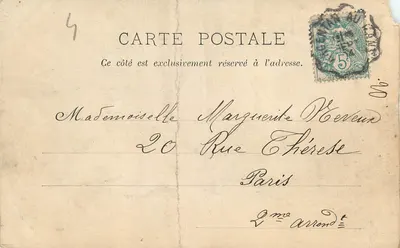 Bilhete postal antigo Bouce (Orne) Igreja Grega — Verso