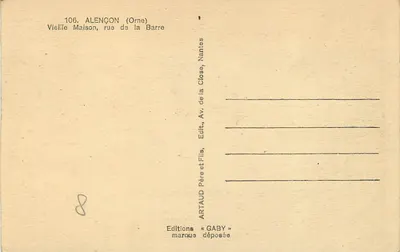 Alençon (Orne) — Velha Casa, rua de la Barre — Gaby — Verso