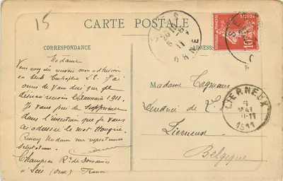 Sées (Orne) - Katedra, widok z kranu — wyd. Pani Bonhomme, buralistka w Sées — Rewers